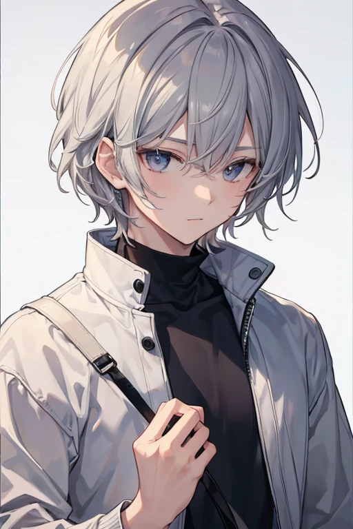 ((masterpiece))、Highest quality、(8k、Highest quality、masterpiece:1.2)、Gray Hair、Young Man、neutral、cool、
solo, Only the face、Quiet background