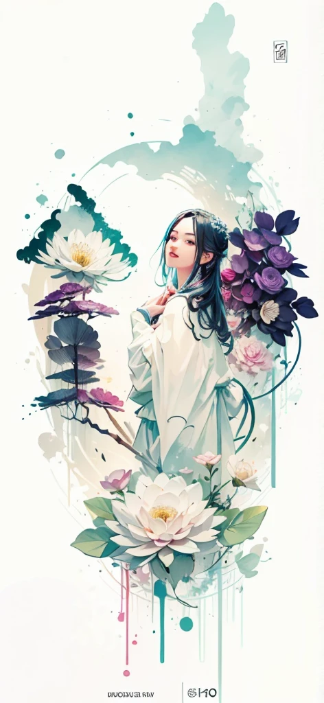 (Art by Numbers,Inks and washes:1.2),Nobody, Mountain々, wood, Rivers,Flowers,Lotus flower,Purple Flower,沢Mountainの花(Oriental elements, Chinese colors, Senior Color Matching), (3D sculpture,Rendering with Octane,Volumetric Light,Natural soft light,), (Very delicate:1.2, Losing focus:1.2, Very colorful, Cinema Lighting, Chiaroscuro,Ray Tracing), masterpiece, Super rich,Very detailed,8k, Zurrison_style_wonderful_wall