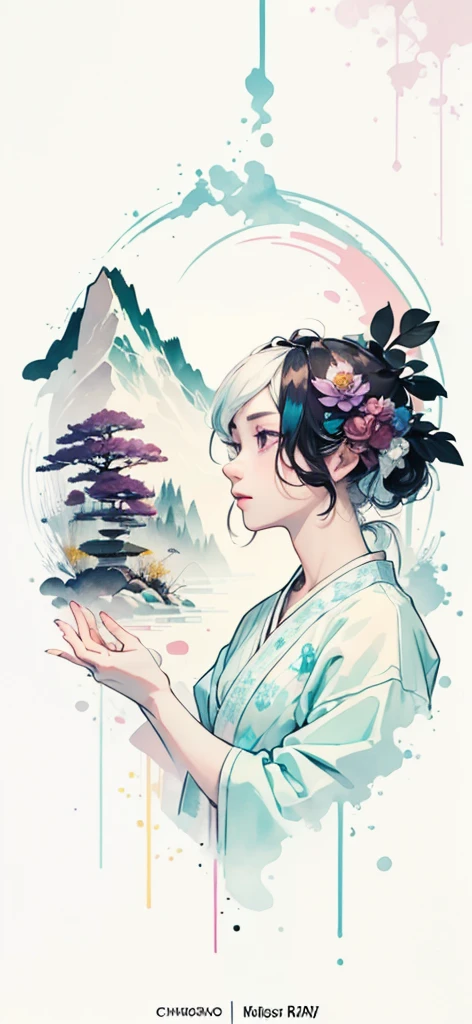 (Art by Numbers,Inks and washes:1.2),Nobody, Mountain々, wood, Rivers,Flowers,Lotus flower,Purple Flower,沢Mountainの花(Oriental elements, Chinese colors, Senior Color Matching), (3D sculpture,Rendering with Octane,Volumetric Light,Natural soft light,), (Very delicate:1.2, Losing focus:1.2, Very colorful, Cinema Lighting, Chiaroscuro,Ray Tracing), masterpiece, Super rich,Very detailed,8k, Zurrison_style_wonderful_wall