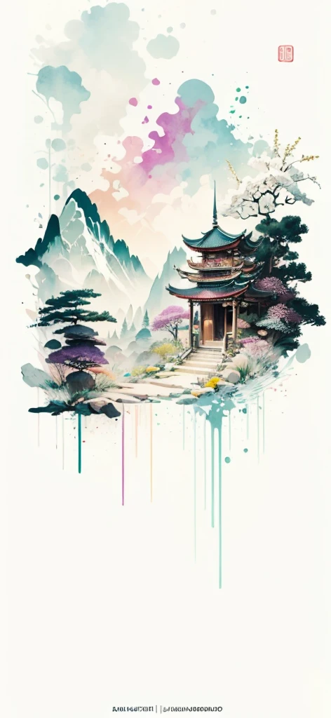 (Art by Numbers,Inks and washes:1.2)，Nobody, Mountain々, wood, Rivers，Flowers，Lotus flower，Purple Flower,沢Mountainの花(Oriental elements, Chinese colors, Senior Color Matching),  (3D sculpture，Rendering with Octane，Volumetric Light，Natural soft light，), (Very delicate:1.2, Losing focus:1.2, Very colorful, Cinema Lighting, Chiaroscuro,Ray Tracing), masterpiece, Super rich,Very detailed,8k, Zurrison_style_wonderful_wall