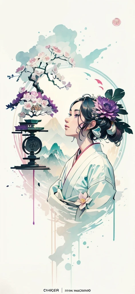(Art by Numbers,Inks and washes:1.2),Nobody, Mountain々, wood, Rivers,Flowers,Lotus flower,Purple Flower,沢Mountainの花(Oriental elements, Chinese colors, Senior Color Matching), (3D sculpture,Rendering with Octane,Volumetric Light,Natural soft light,), (Very delicate:1.2, Losing focus:1.2, Very colorful, Cinema Lighting, Chiaroscuro,Ray Tracing), masterpiece, Super rich,Very detailed,8k, Zurrison_style_wonderful_wall