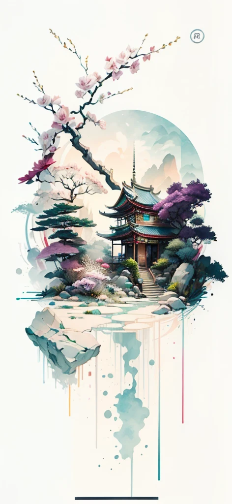 (Art by Numbers,Inks and washes:1.2),Nobody, Mountain々, wood, Rivers,Flowers,Lotus flower,Purple Flower,沢Mountainの花(Oriental elements, Chinese colors, Senior Color Matching), (3D sculpture,Rendering with Octane,Volumetric Light,Natural soft light,), (Very delicate:1.2, Losing focus:1.2, Very colorful, Cinema Lighting, Chiaroscuro,Ray Tracing), masterpiece, Super rich,Very detailed,8k, Zurrison_style_wonderful_wall