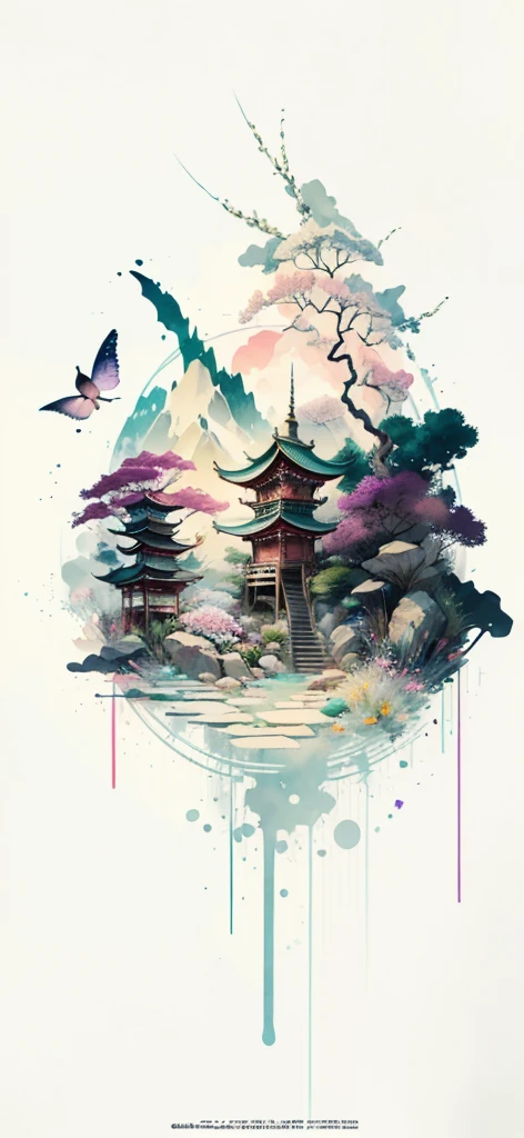(Art by Numbers,Inks and washes:1.2)，Nobody, Mountain々, wood, Rivers，Flowers，Lotus flower，Purple Flower,沢Mountainの花(Oriental elements, Chinese colors, Senior Color Matching),  (3D sculpture，Rendering with Octane，Volumetric Light，Natural soft light，), (Very delicate:1.2, Losing focus:1.2, Very colorful, Cinema Lighting, Chiaroscuro,Ray Tracing), masterpiece, Super rich,Very detailed,8k, Zurrison_style_wonderful_wall