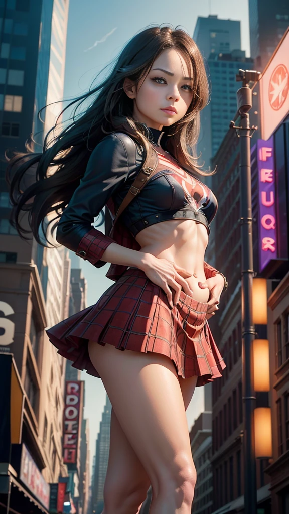 Kristin Kreuk、マーベルコミックの映画Poster、so beautiful、Movies about Spider-Man、sexy、whole body、Wearing a skirt、Premiere Date、Poster、belly buttonを突き出す、new york、She&#39;s wearing a ripped Spiderman suit、The suit is torn、Wearing a skirt、Red and black color scheme、dynamic、masterpiece、Highest quality、Super detailed、Very detailed、Delicate and beautiful shine、Ultra-high resolution、Cinematic、break、breakドロップ、(Torn clothes:1.5)、(Wet clothes:1.4)、Bare shoulders、Real Rain、Wet Hair、belly button、Exposed Skin、sexyな肩を披露