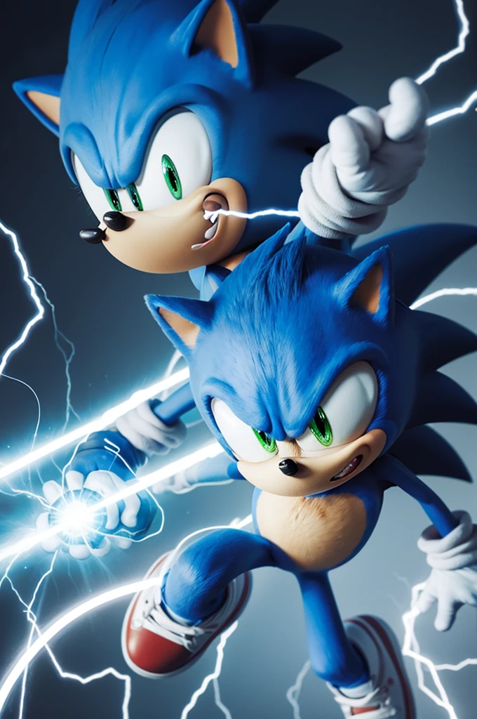 Draw Sonic with electrical powers realistically