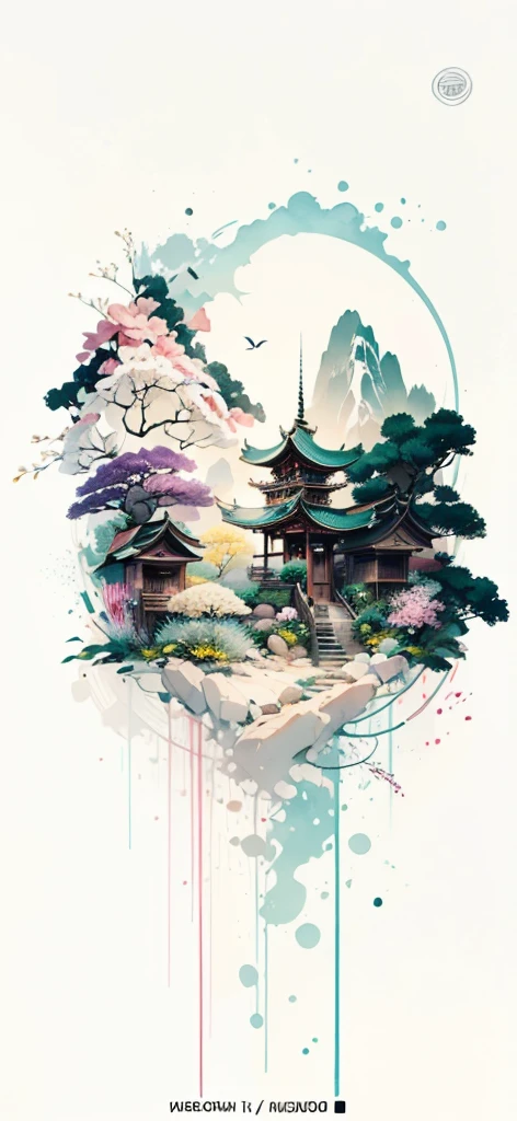 (Art by Numbers,Inks and washes:1.2)，Nobody, Mountain々, wood, Rivers，Flowers，Lotus flower，Purple Flower,沢Mountainの花(Oriental elements, Chinese colors, Senior Color Matching),  (3D sculpture，Rendering with Octane，Volumetric Light，Natural soft light，), (Very delicate:1.2, Losing focus:1.2, Very colorful, Cinema Lighting, Chiaroscuro,Ray Tracing), masterpiece, Super rich,Very detailed,8k, Zurrison_style_wonderful_wall