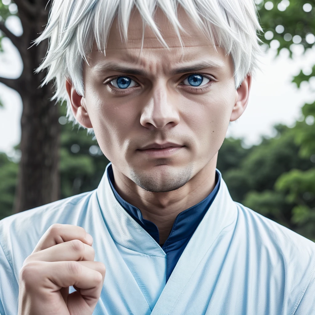 White hair and blue eyes、Anime character with hands on face, ken kaneki, JUJUTSU KAİSEN, kaneki ken, Killua＝Zoldyck, Gintama, Killua＝Zoldyck portrait, Killua＝Zoldyck black hair, kaworu nagisa, Ginkgo tree showing new insects, With index finger