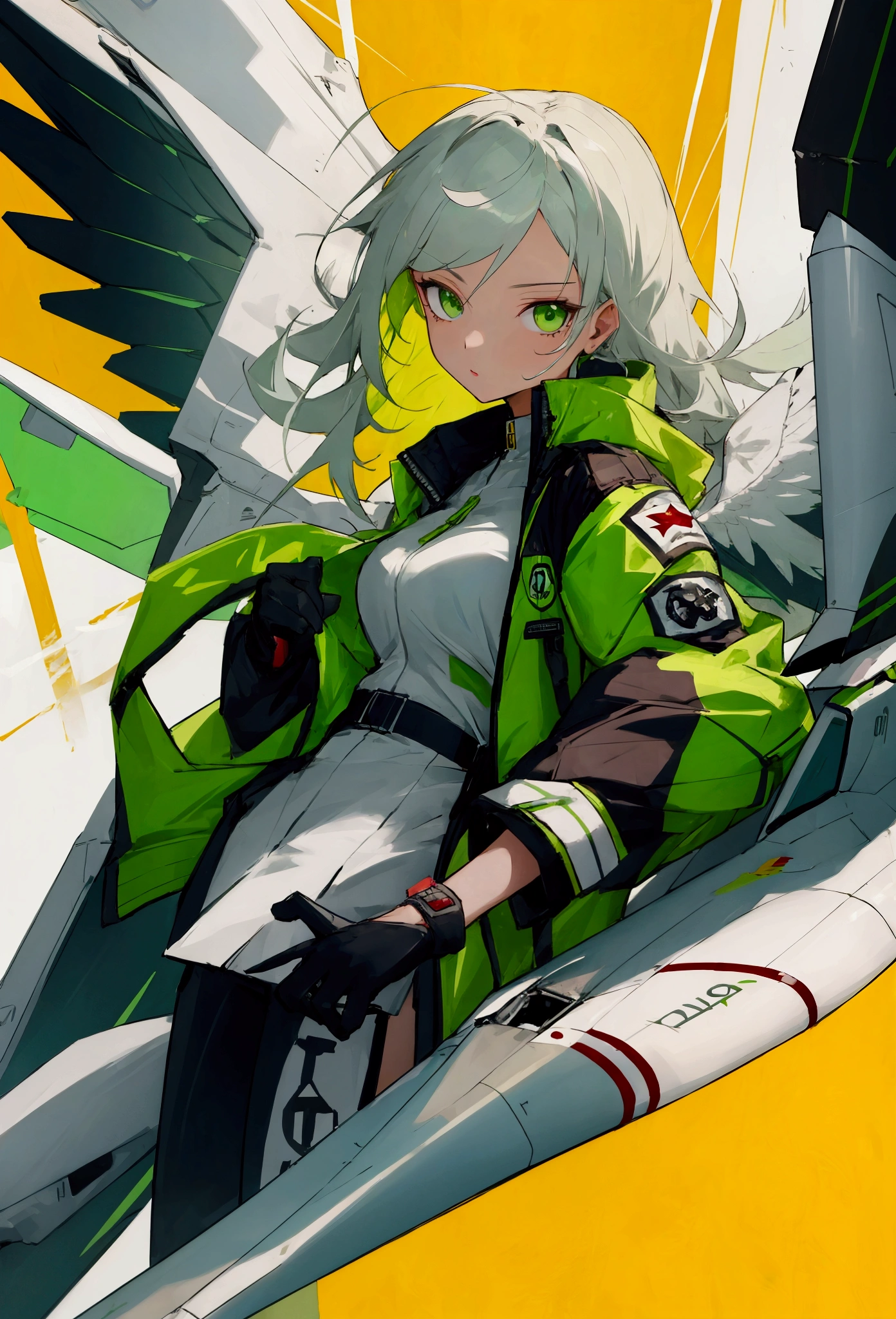 Female Adult, Wings, Jet Jacket, Green eyes