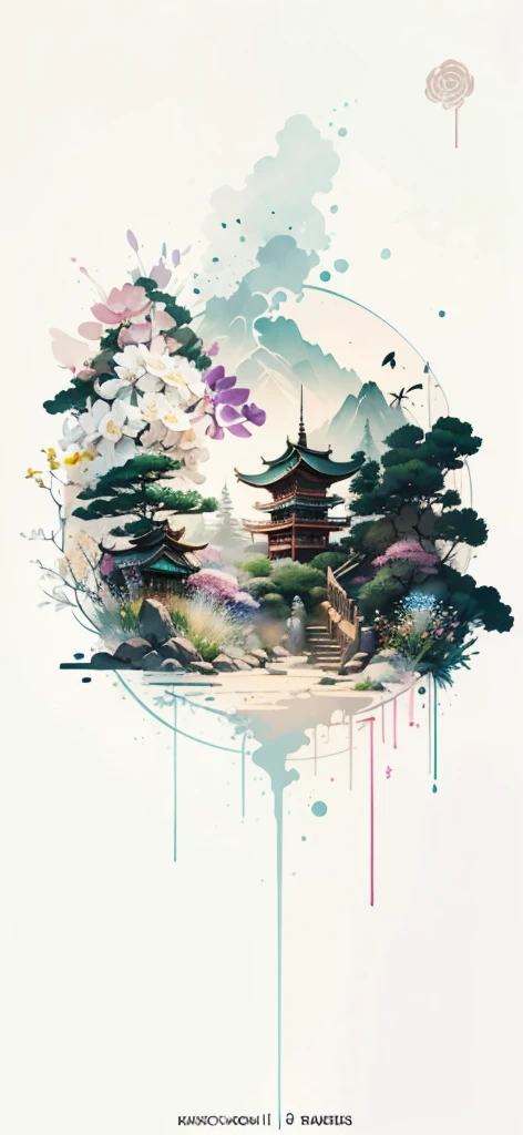 (Art by Numbers,Inks and washes:1.2)，Nobody, Mountain々, wood, Rivers，Flowers，Lotus flower，Purple Flower,沢Mountainの花(Oriental elements, Chinese colors, Senior Color Matching),  (3D sculpture，Rendering with Octane，Volumetric Light，Natural soft light，), (Very delicate:1.2, Losing focus:1.2, Very colorful, Cinema Lighting, Chiaroscuro,Ray Tracing), masterpiece, Super rich,Very detailed,8k, Zurrison_style_wonderful_wall