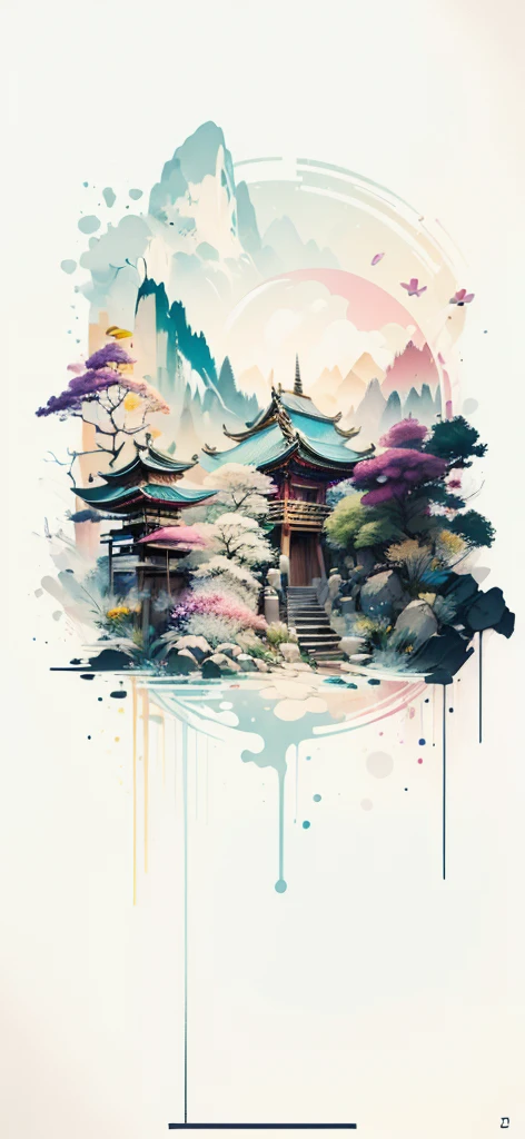(Art by Numbers,Inks and washes:1.2),Nobody, Mountain々, wood, Rivers,Flowers,Lotus flower,Purple Flower,沢Mountainの花(Oriental elements, Chinese colors, Senior Color Matching), (3D sculpture,Rendering with Octane,Volumetric Light,Natural soft light,), (Very delicate:1.2, Losing focus:1.2, Very colorful, Cinema Lighting, Chiaroscuro,Ray Tracing), masterpiece, Super rich,Very detailed,8k, Zurrison_style_wonderful_wall