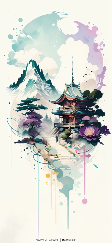 (Art by Numbers,Inks and washes:1.2),Nobody, Mountain々, wood, Rivers,Flowers,Lotus flower,Purple Flower,沢Mountainの花(Oriental elements, Chinese colors, Senior Color Matching), (3D sculpture,Rendering with Octane,Volumetric Light,Natural soft light,), (Very delicate:1.2, Losing focus:1.2, Very colorful, Cinema Lighting, Chiaroscuro,Ray Tracing), masterpiece, Super rich,Very detailed,8k, Zurrison_style_wonderful_wall