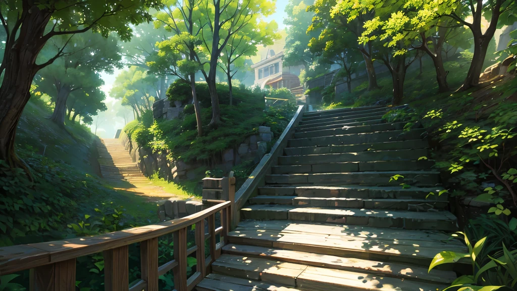 rickety wooden steps and rail