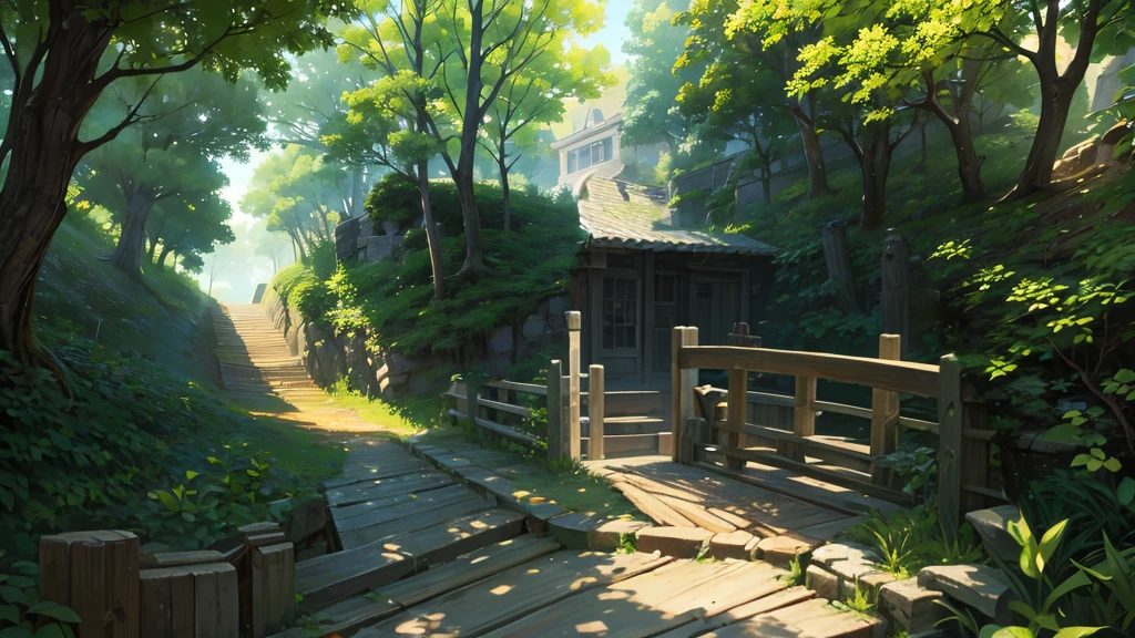 rickety wooden steps and rail