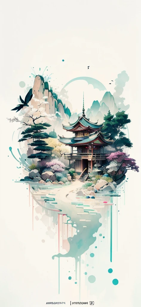 (Art by Numbers,Inks and washes:1.2),Nobody, Mountain々, wood, Rivers,Flowers,Lotus flower,Purple Flower,沢Mountainの花(Oriental elements, Chinese colors, Senior Color Matching), (3D sculpture,Rendering with Octane,Volumetric Light,Natural soft light,), (Very delicate:1.2, Losing focus:1.2, Very colorful, Cinema Lighting, Chiaroscuro,Ray Tracing), masterpiece, Super rich,Very detailed,8k, Zurrison_style_wonderful_wall