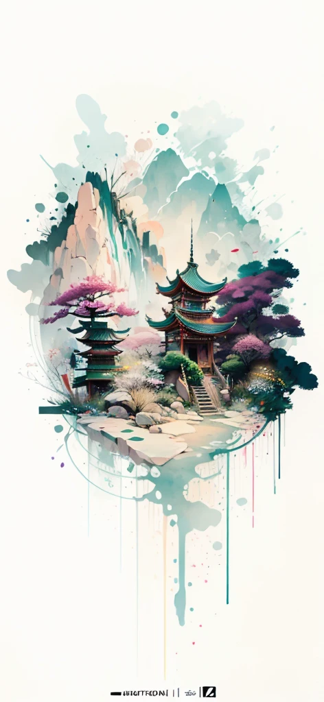 (Art by Numbers,Inks and washes:1.2),Nobody, Mountain々, wood, Rivers,Flowers,Lotus flower,Purple Flower,沢Mountainの花(Oriental elements, Chinese colors, Senior Color Matching), (3D sculpture,Rendering with Octane,Volumetric Light,Natural soft light,), (Very delicate:1.2, Losing focus:1.2, Very colorful, Cinema Lighting, Chiaroscuro,Ray Tracing), masterpiece, Super rich,Very detailed,8k, Zurrison_style_wonderful_wall
