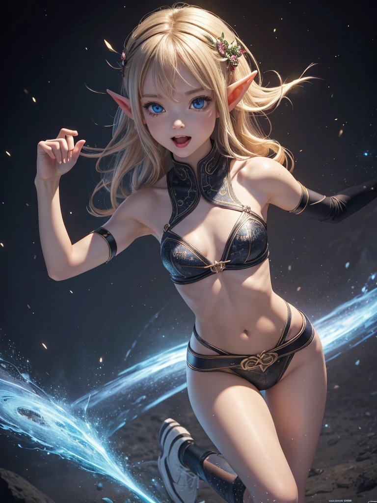 Cute small little , very little elf, showing your charm, showing your body, showing tongue, large tongue, ahegao face, pleasure face, perfect body, skinny, small, dynamic pose, skinny, short clothes. very small, cute face. Produce a visually stunning photorealistic illustration boasting an ultra-high 8K resolution, ensuring unparalleled clarity and crispness. high quality illumination, high resolution textures