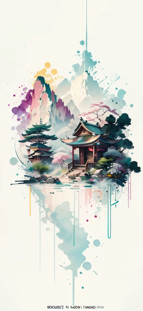 (Art by Numbers,Inks and washes:1.2),Nobody, Mountain々, wood, Rivers,Flowers,Lotus flower,Purple Flower,沢Mountainの花(Oriental elements, Chinese colors, Senior Color Matching), (3D sculpture,Rendering with Octane,Volumetric Light,Natural soft light,), (Very delicate:1.2, Losing focus:1.2, Very colorful, Cinema Lighting, Chiaroscuro,Ray Tracing), masterpiece, Super rich,Very detailed,8k, Zurrison_style_wonderful_wall