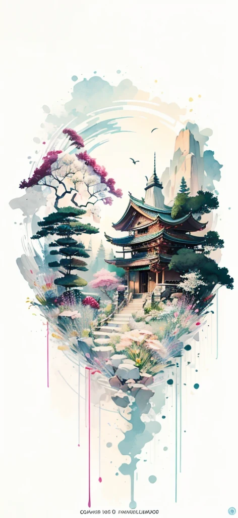 (Art by Numbers,Inks and washes:1.2),Nobody, Mountain々, wood, Rivers,Flowers,Lotus flower,Purple Flower,沢Mountainの花(Oriental elements, Chinese colors, Senior Color Matching), (3D sculpture,Rendering with Octane,Volumetric Light,Natural soft light,), (Very delicate:1.2, Losing focus:1.2, Very colorful, Cinema Lighting, Chiaroscuro,Ray Tracing), masterpiece, Super rich,Very detailed,8k, Zurrison_style_wonderful_wall