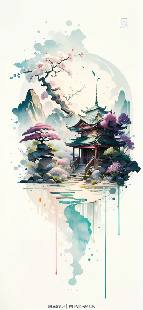 (Art by Numbers,Inks and washes:1.2)，Nobody, Mountain々, wood, Rivers，Flowers，Lotus flower，Purple Flower,沢Mountainの花(Oriental elements, Chinese colors, Senior Color Matching),  (3D sculpture，Rendering with Octane，Volumetric Light，Natural soft light，), (Very delicate:1.2, Losing focus:1.2, Very colorful, Cinema Lighting, Chiaroscuro,Ray Tracing), masterpiece, Super rich,Very detailed,8k, Zurrison_style_wonderful_wall