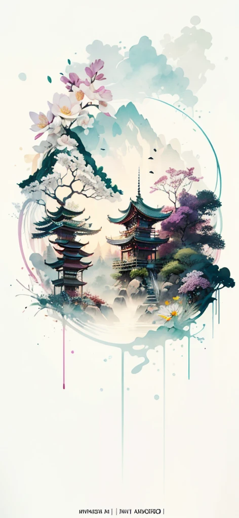 (Art by Numbers,Inks and washes:1.2)，Nobody, Mountain々, wood, Rivers，Flowers，Lotus flower，Purple Flower,沢Mountainの花(Oriental elements, Chinese colors, Senior Color Matching),  (3D sculpture，Rendering with Octane，Volumetric Light，Natural soft light，), (Very delicate:1.2, Losing focus:1.2, Very colorful, Cinema Lighting, Chiaroscuro,Ray Tracing), masterpiece, Super rich,Very detailed,8k, Zurrison_style_wonderful_wall