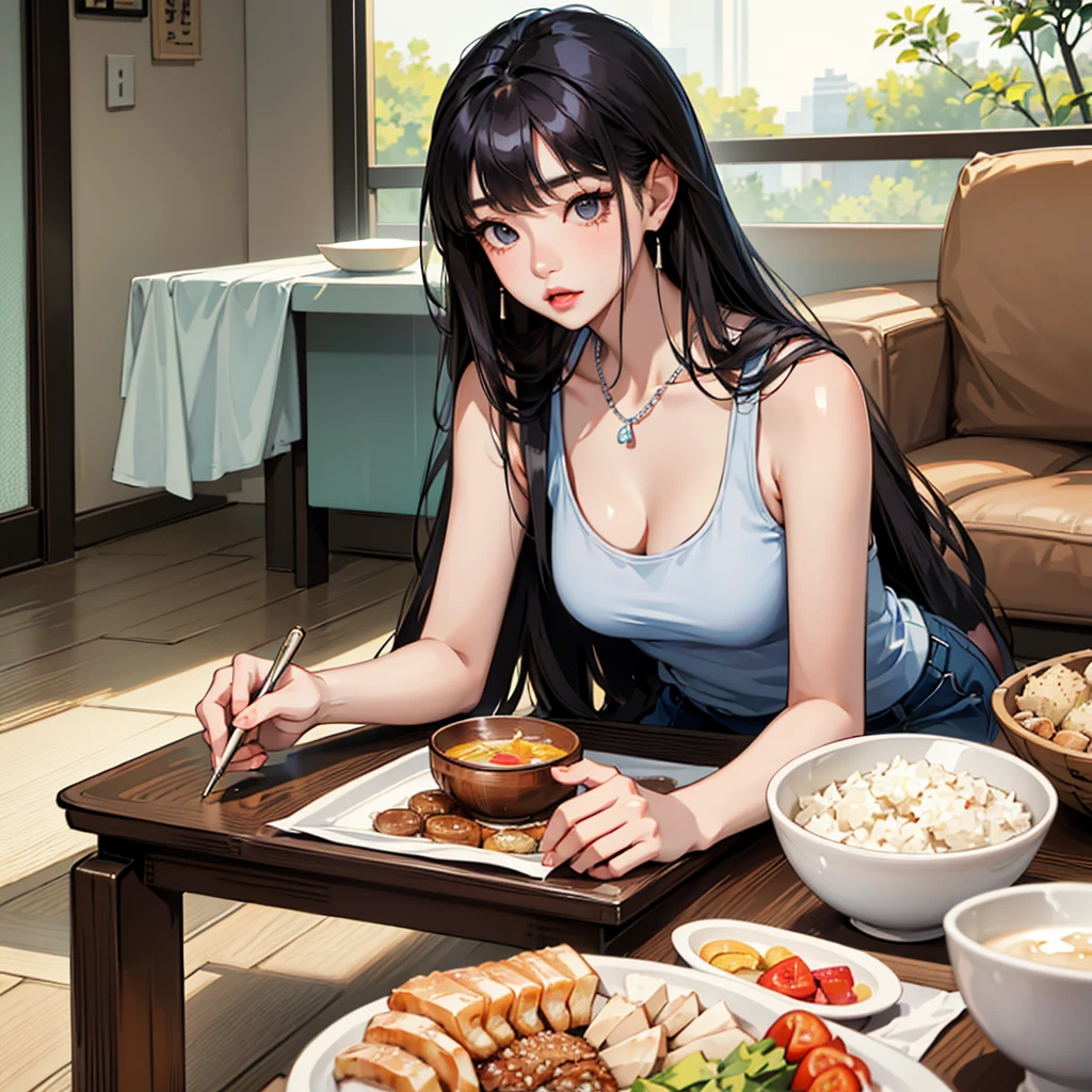 arafed asian woman with a necklace and a gray tank top, beautiful young korean woman, gorgeous young korean woman, beautiful south korean woman, korean girl, a young asian woman, korean woman, young adorable korean face, portrait of female korean idol, young asian girl, beautiful asian girl, young asian woman, young cute wan asian face