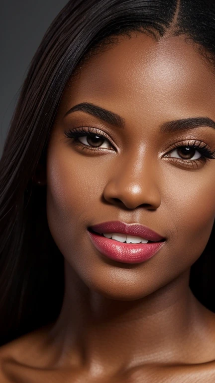 ,,,,,A beautiful beautiful black woman, beautiful silhouette, cute + gentle lips+Businessman Tresse) are in a company . very realistic Ivorian communications manager,,,,,,,,,,,, sorriso perfeito cute dentes brancos,,,,,,,,, ultra realisitic, concept drawing, chic, highy detailed, complicated, keen focus, Depth of field, F/1. 8, 85mm, medium shot, medium shot, (((professional color grading))), Spilled, soft, diffuse light, (volumetric Fog), Trends on Instagram, HD 4k, 8k

,, ,,,,,,Ultra-realistic close-up of female lips, perfectly hydrated and smooth, wearing vibrant red lipstick. The texture of the lips is detailed, showing every curve and contour, with soft lighting that enhances the color and shine of the lipstick. The image is Full HD, capturing the essence of sensual, manicured lips, with a neutral background that further enhances the intensity of the color."


