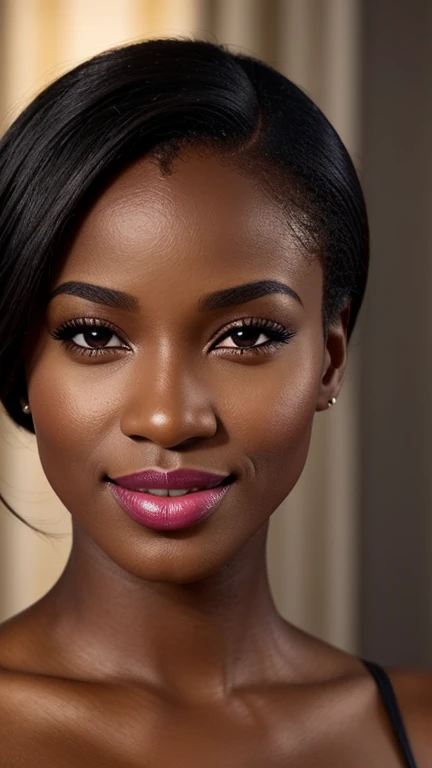 ,,,,,A beautiful beautiful black woman, beautiful silhouette, cute + gentle lips+Businessman Tresse) are in a company . very realistic Ivorian communications manager,,,,,,,,,,,, sorriso perfeito cute dentes brancos,,,,,,,,, ultra realisitic, concept drawing, chic, highy detailed, complicated, keen focus, Depth of field, F/1. 8, 85mm, medium shot, medium shot, (((professional color grading))), Spilled, soft, diffuse light, (volumetric Fog), Trends on Instagram, HD 4k, 8k ,, ,,,,,, ultra-realistic female lips, perfectly hydrated and smooth, wearing vibrant red lipstick. The texture of the lips is detailed, showing every curve and contour, with soft lighting that enhances the color and shine of the lipstick. The image is Full HD, capturing the essence of sensual, manicured lips, with a neutral background that further enhances the intensity of the color."