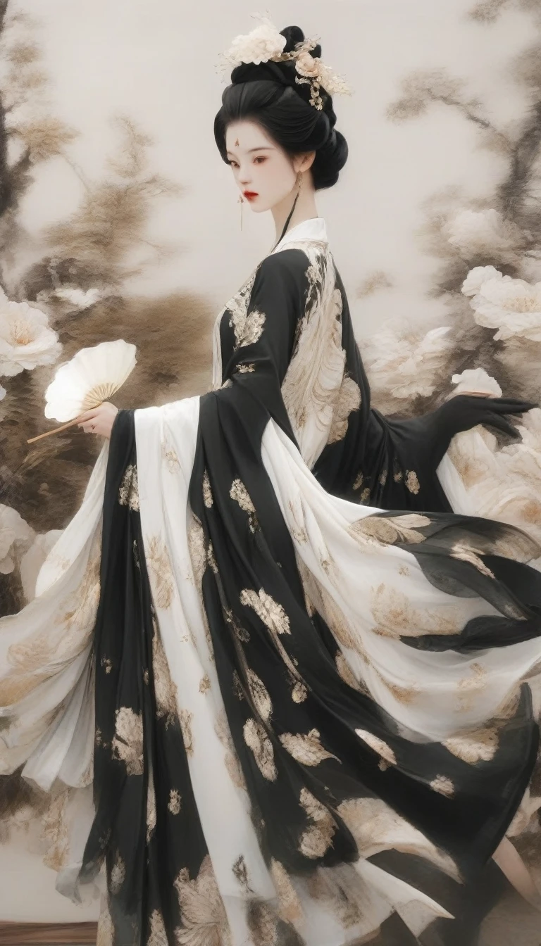 arafed image of a woman in a black and white dress and hat, digital art of an elegant, wearing black dress and hat, exquisite digital illustration, elegant digital painting, black and white colors, with straw hat, elegant and graceful, mysterious glamour, elegant woman, black and white color, detailed dress and face, a beautiful artwork illustration, stunning art style