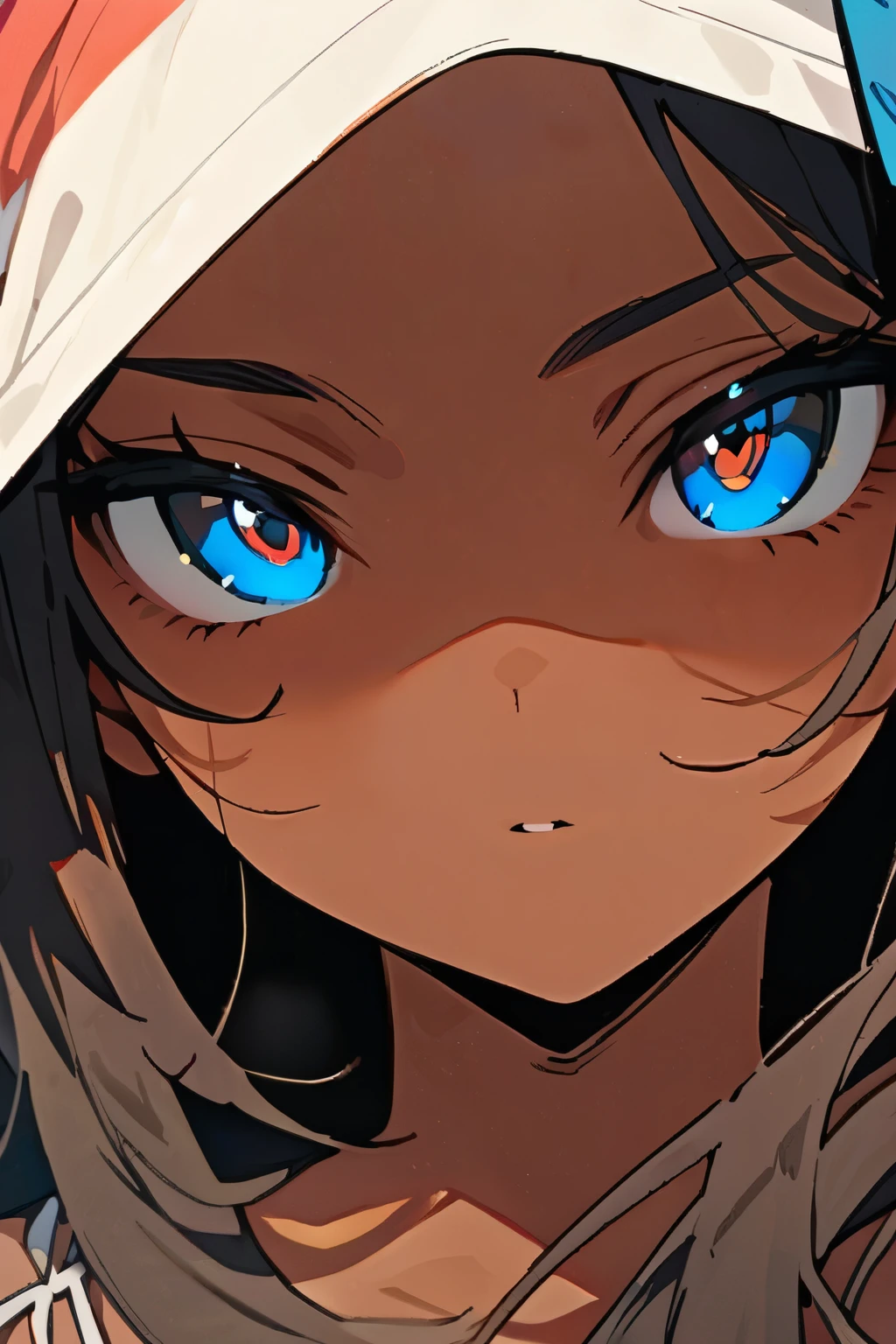 Masterpiece, Best Quality, Close-up of face, Beautiful girl, Beautiful face, Dark skin, Swimsuit, Beautiful eyes,