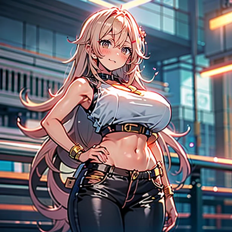 top-quality、Top image quality、​masterpiece、girl with((20yr old、Best Bust、big bast、Bust 85,beautiful golden eyes、Breasts wide open,Blonde long hair、A slender、Large valleys、Tank Tops、Cosmic dress、Gold Bikini、bending forward、Laugh、fps ,Emphasize ass)）hiquality、Beautiful Art、Background with((Evening Party、Golden Chain)))masutepiece、visualart、depth of fields、