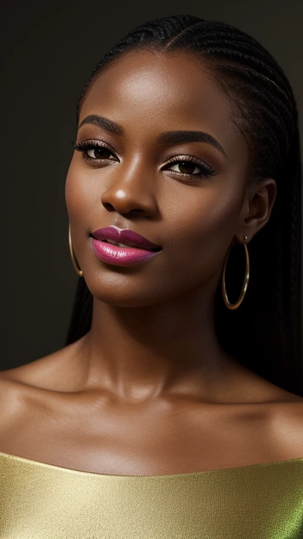 ,,,,A beautiful beautiful black woman, beautiful silhouette, cute + gentle lips+Businessman Tresse) are in a company . very realistic Ivorian communications manager,,,,,,,,,,,, sorriso perfeito cute dentes brancos,,,,,,,,, ultra realisitic, concept drawing, chic, highy detailed, complicated, keen focus, Depth of field, F/1. 8, 85mm, medium shot, medium shot, (((professional color grading))), Spilled, soft, diffuse light, (volumetric Fog), Trends on Instagram, HD 4k, 8k ,, ,,,,,, ultra-realistic female lips, perfectly hydrated and smooth, wearing vibrant shimmery green lipstick. The texture of the lips is detailed, showing every curve and contour, with soft lighting that enhances the color and shine of the lipstick. The image is Full HD, capturing the essence of sensual, manicured lips, with a neutral background that further enhances the intensity of the color."
