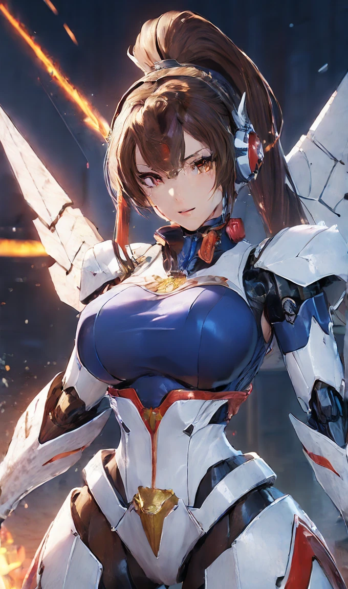 ((ヘッドshot:1.6))、(((Mai Shiranui:1.3)))、(((Shining lenses on both breasts:1.3)))、((Blue pillars of light are emanating from both chests...:1.3))、(((Dynamic pose:1.8)))、smile、((8k)), ((32K)), ((最high quality)), ((masterpiece)), ((超High resolution)), ((Tmasterpiece)), ((Halation:1.4))、((Mechaニカルheadgear:1.2))、((Cyber Headphones:1.3))Fine skin, high qualityの生地, high qualityな金属の質感、((Beautiful and dense face))、RAW Photos、Professional, Ultra-fine painting, ((alone)), beautiful胸、最high quality, Very detailed, Very detailed詳細, Finer details, とてもbeautiful, ((Princess Knight Robot:1.2)), (Joints of machines, Mechanical Limbs:1.3), (The internal structure of the machine is exposed:1.3), (High ponytail:1.1), (Beautiful and huge mechanical breasts)、White Veil, cowboy_shot, Side Focus, headgear, Shiny、(Five Fingers, Four fingers and thumb),Concept Art, Anime fantasy artwork, Detailed fantasy art, (Has brown hair and large white wings,), (((High ponytail))), (Mecha:1.6)、Sleek and intimidating design, ((Commander-in-Chief'arm)), (Perfect robot body)、純白と青紫のarmまたは, Symmetrical wings, 8kHigh resolution, Detailed Art, 8kでのキャラクターアートの3Dレンダリング, neat legs, Defined, Defined fingers,((headshot:1.3))、((masterpiece)), ((最high quality)), ((Very detailedなイラスト)), ((Very detailedな背景)), ((Realistic lighting))、Rough skin, Very detailedな, Advanced Details, high quality, 最high quality, High resolution, 1080P, hard disk, beautiful,(War Machine),beautifulサイボーグの女性,Mechaサイボーグ、(((Owns a large mechanical kunai:1.6)))、((attack posture:1.6))、((((Cyber Bed Phone:1.8))))、((機械式headgear:1.6))、(((Android wearing heavy mirror-like mechanical armor:1.2)))、(((High ponytail:1.3)))、((Mai Shiranui:1.2))、(Attack behavior:1.6)、(((Combat Stance:1.6)))、((Throw a punch)) 、1 person、Age 25, Japanese Mature, beautiful指, beautiful長い脚, beautiful体, beautiful鼻, beautifulキャラクターデザイン, Perfect Eyes, Perfect Face, jewelry, hair ornaments, king of fighters,
(Tabletop, 最high qualityの, 最high quality, beautiful and aesthetic: 1.2), Very detailed, More detailed,Proper body balance,Tabletop,超high qualityの出力画像,High resolution,Intricate details,とても繊細でbeautiful髪,Realistic photos,dream-like,Professionalフェッショナル照明,Realistic Shadows,Focus Only,
(Big Breasts:1.2,) ,