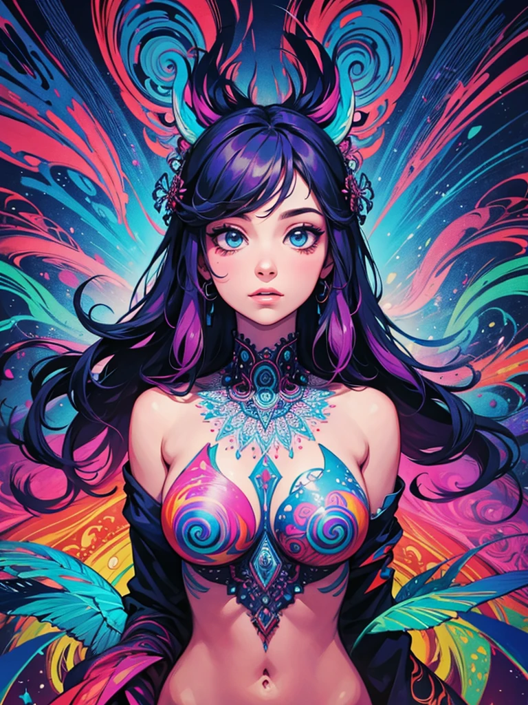 NSFW, Seductive psychedelic horror, nipples, Trippy Hentai, body horror, having sex, real breasts, surreal Sex, LSD trip, sensual, psychedelic vaginal sex, vaginal penetration, provocative, very colorful, glowing