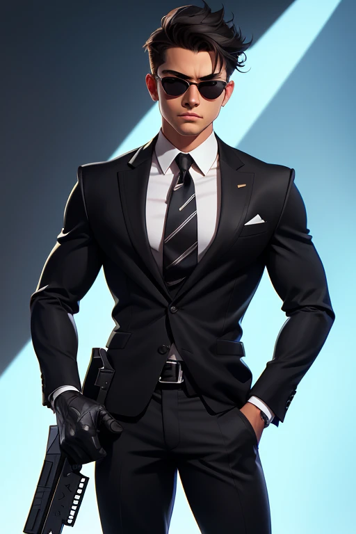 Black Suit,sunglasses,male,Agent,holding_weapon