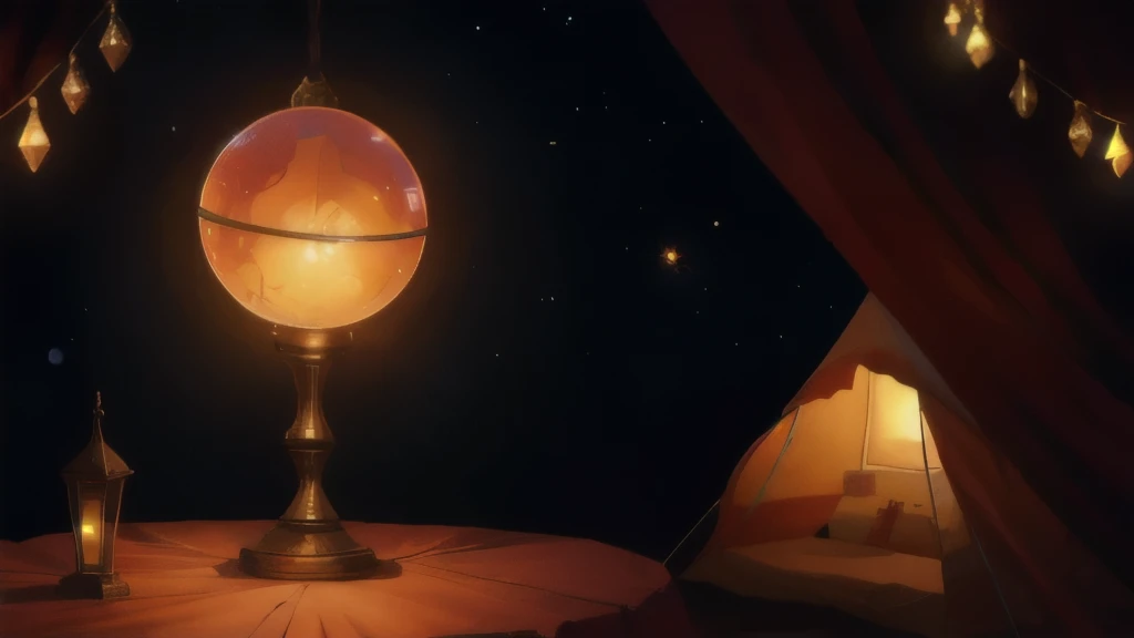 tent, darkness, Table, crystal ball, cards
