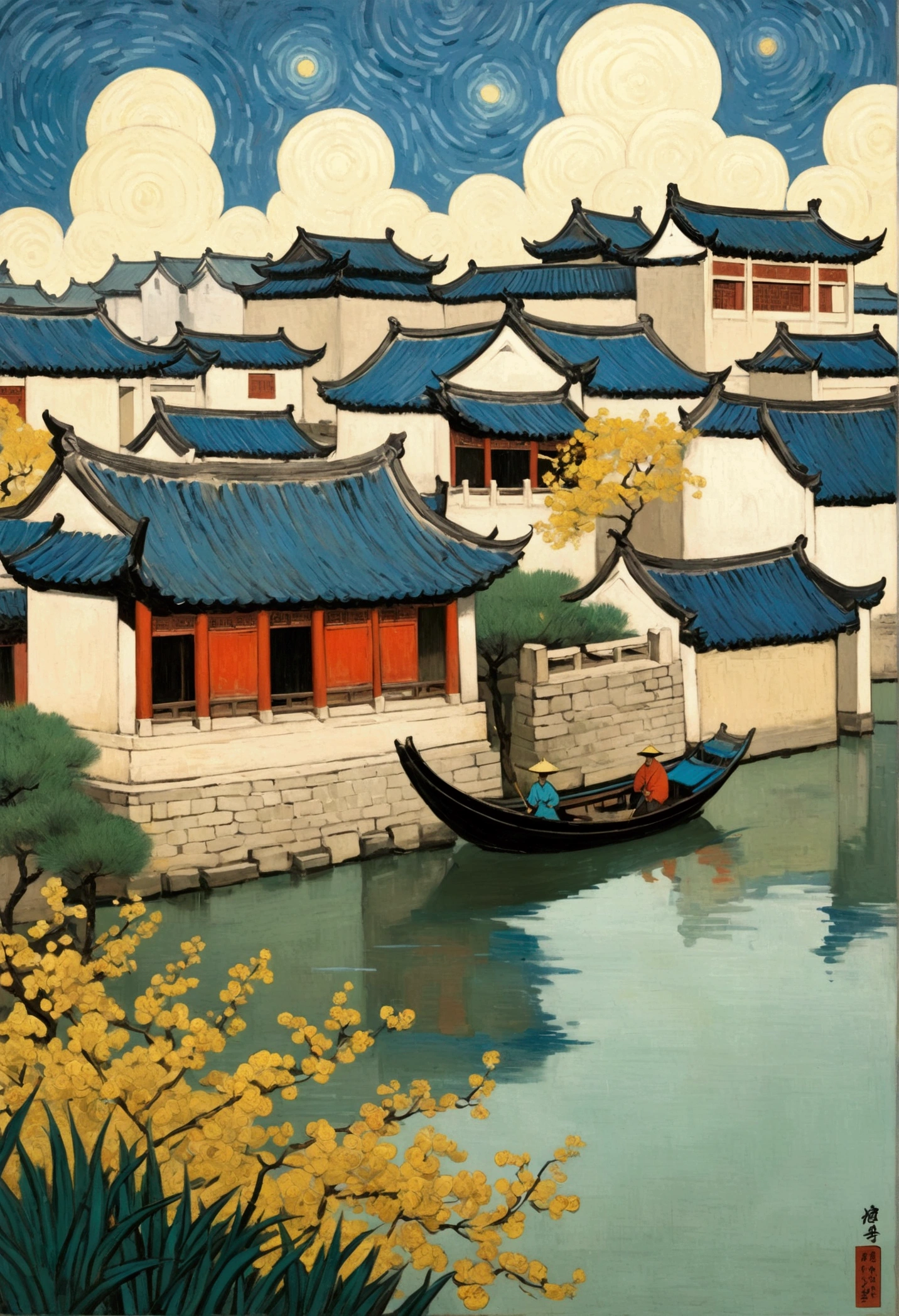 A Hundred Scenes of Jiangnan in the Style of Van Gogh
