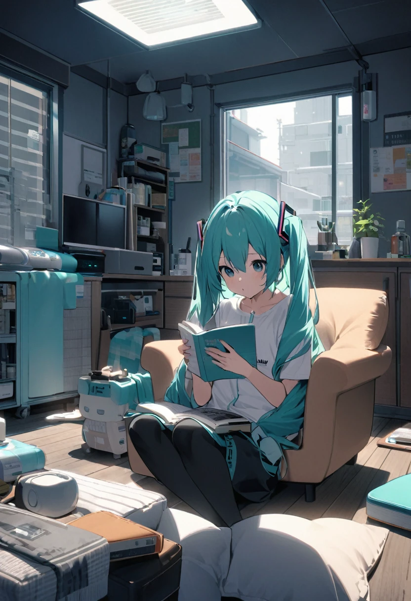 
Hatsune MikuがAir conditioningの効いたroomで涼んでいる:
「Hatsune Miku、room、Air conditioning、Book、drink、cool、comfortable」