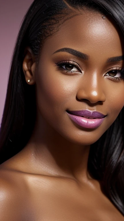,,,,A beautiful beautiful black woman, beautiful silhouette, cute + gentle lips+Businessman Tresse) are in a company . very realistic Ivorian communications manager,,,,,,,,,,,, sorriso perfeito cute dentes brancos,,,,,,,,, ultra realisitic, concept drawing, chic, highy detailed, complicated, keen focus, Depth of field, F/1. 8, 85mm, medium shot, medium shot, (((professional color grading))), Spilled, soft, diffuse light, (volumetric Fog), Trends on Instagram, HD 4k, 8k ,, ,,,,,, ultra-realistic female lips, perfectly hydrated and smooth, wearing vibrant glossy broze lipstick. The texture of the lips is detailed,,,,,,,,,,,,,,,,,,,,Ultra-realistic close-up of a face with Avon-style makeup,using shimmery gold eyeshadow,pink blush and intense purple lipstick the skin has a flawless and radiant finish,with lighting that highlights makeup and facial details.
