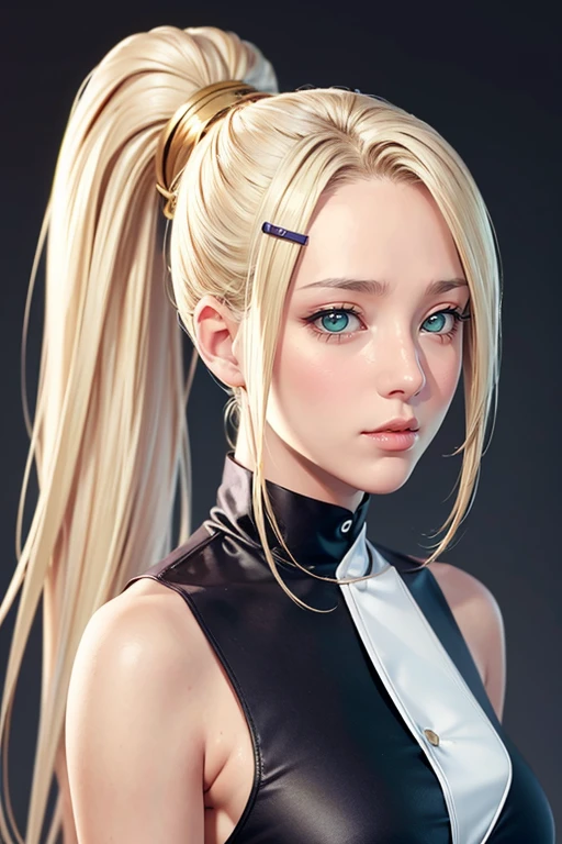 (((yamanaka_ino,1girl, blonde hair, hair ornament, green eyes, ponytail, hairclip, hair over one eye, ))),((masterpiece)),high resolution, ((Best quality at best)),masterpiece,quality,Best quality,((( Exquisite facial features,looking at the audience,There is light in the eyes,lol,confidence)))