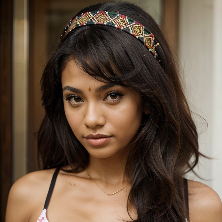 Mixed africain and mexican woman beautiful face