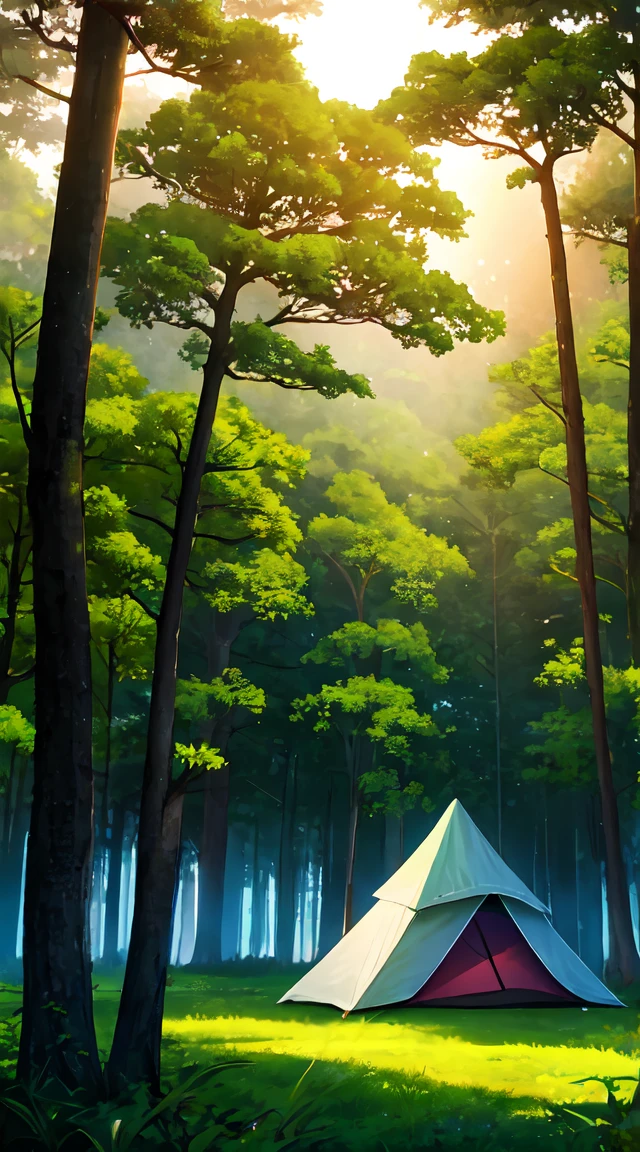 Moonlit Forest
A serene forest scene bathed in moonlight, with tall trees and a soft, misty glow. You could include a small clearing with a tent or a cabin, evoking a sense of solitude and connection with nature.