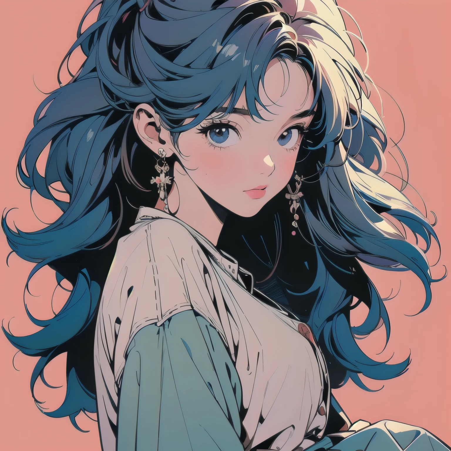 masterpiece, ultra high resolution, extremely detailed, 1 Girl, 32k, Full Length, Top, Messy Room, Apartment, One Girl, 4k, Warm Colors , Mysterious, Skirt, white Blouse, Faint Lighting, extremely detailed Hair, extremely detailed Perfect Face, 80's Fashion, Retro Colors, Top Quality, detailed Background, Complex Background, Sunset, Hair color mixed with various colors, (((Anime)))