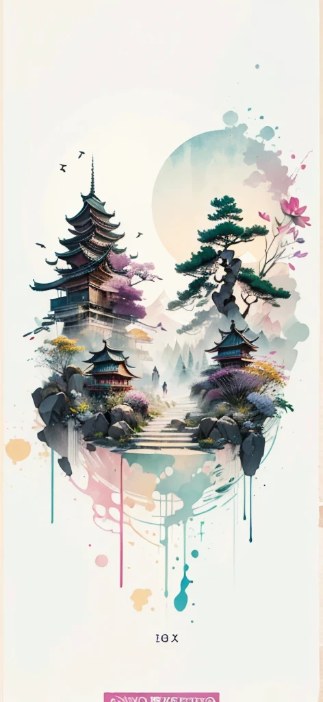 (Art by Numbers,Inks and washes:1.2)，Nobody, Mountain々, wood, Rivers，Flowers，Lotus flower，Purple Flower,沢Mountainの花(Oriental elements, Chinese colors, Senior Color Matching),  (3D sculpture，Rendering with Octane，Volumetric Light，Natural soft light，), (Very delicate:1.2, Losing focus:1.2, Very colorful, Cinema Lighting, Chiaroscuro,Ray Tracing), masterpiece, Super rich,Very detailed,8k, Zurrison_style_wonderful_wall