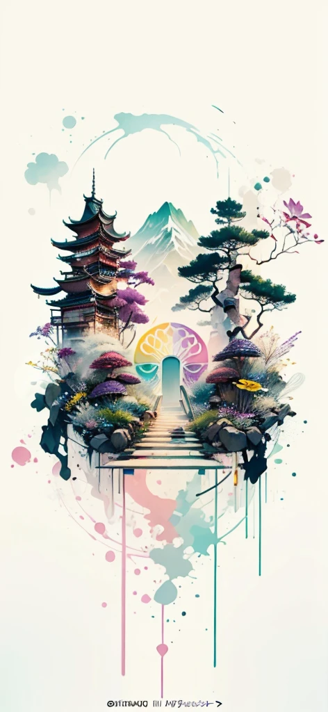 (Art by Numbers,Inks and washes:1.2),Nobody, Mountain々, wood, Rivers,Flowers,Lotus flower,Purple Flower,沢Mountainの花(Oriental elements, Chinese colors, Senior Color Matching), (3D sculpture,Rendering with Octane,Volumetric Light,Natural soft light,), (Very delicate:1.2, Losing focus:1.2, Very colorful, Cinema Lighting, Chiaroscuro,Ray Tracing), masterpiece, Super rich,Very detailed,8k, Zurrison_style_wonderful_wall