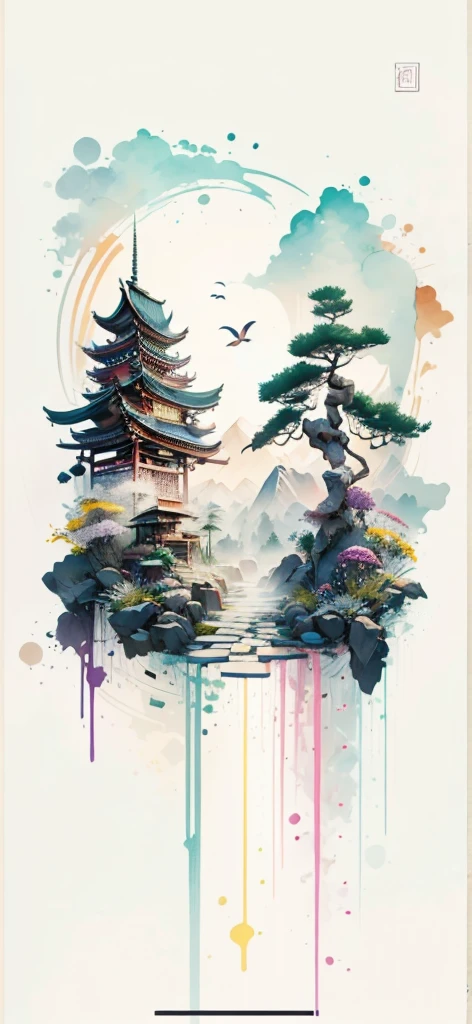 (Art by Numbers,Inks and washes:1.2),Nobody, Mountain々, wood, Rivers,Flowers,Lotus flower,Purple Flower,沢Mountainの花(Oriental elements, Chinese colors, Senior Color Matching), (3D sculpture,Rendering with Octane,Volumetric Light,Natural soft light,), (Very delicate:1.2, Losing focus:1.2, Very colorful, Cinema Lighting, Chiaroscuro,Ray Tracing), masterpiece, Super rich,Very detailed,8k, Zurrison_style_wonderful_wall