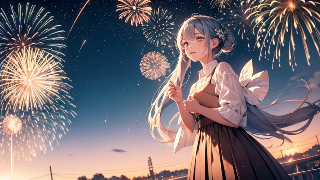 Scenery of fireworks in the sky