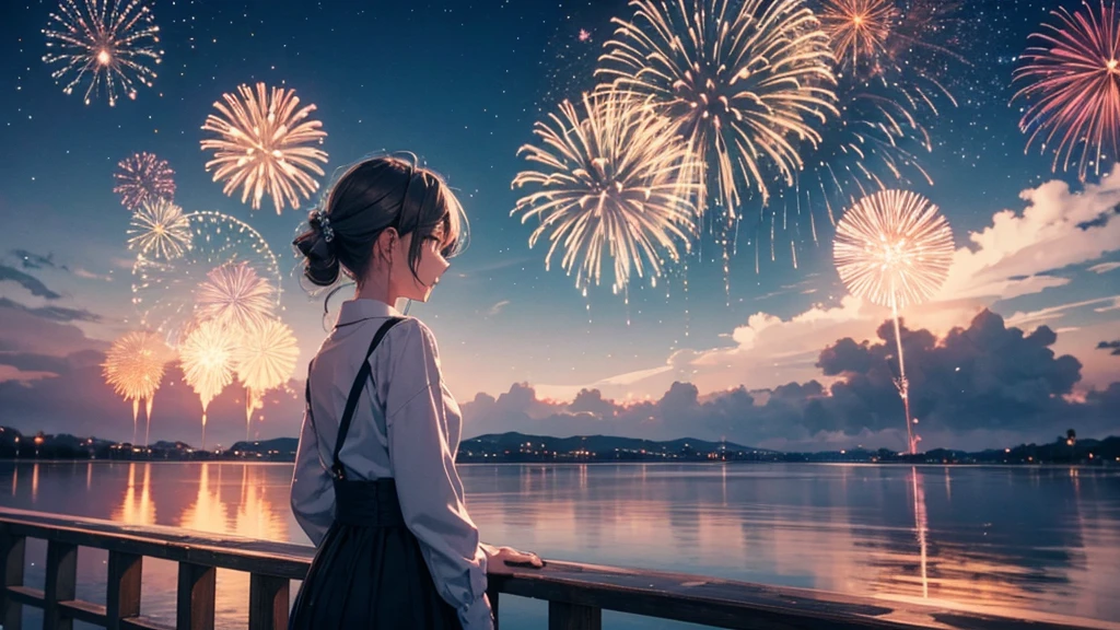 Scenery of fireworks in the sky