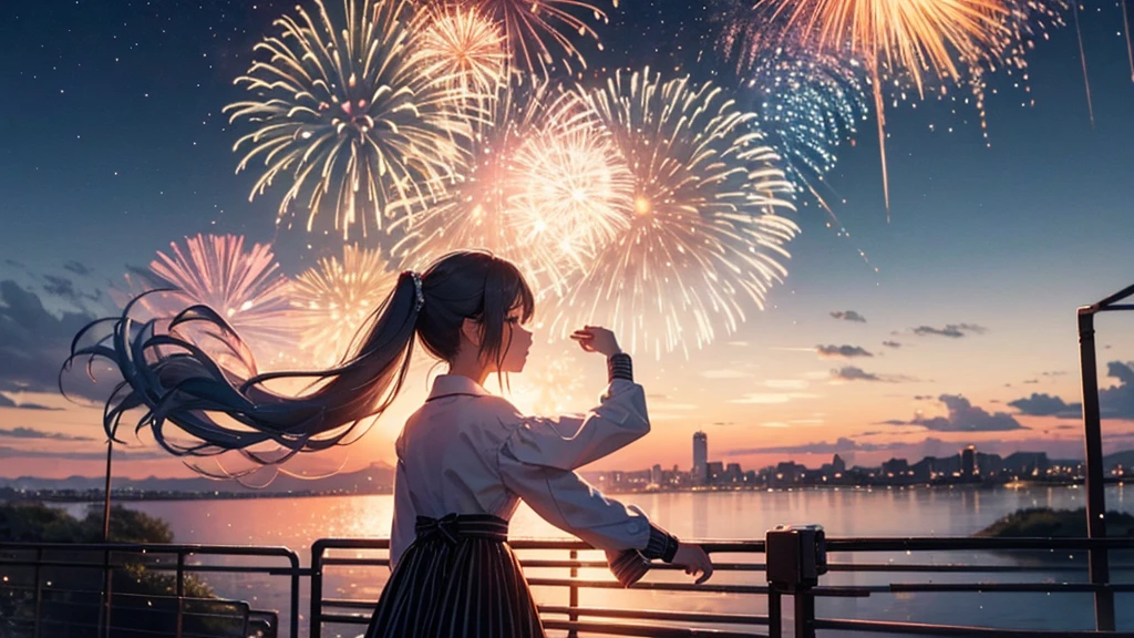 Scenery of fireworks in the sky