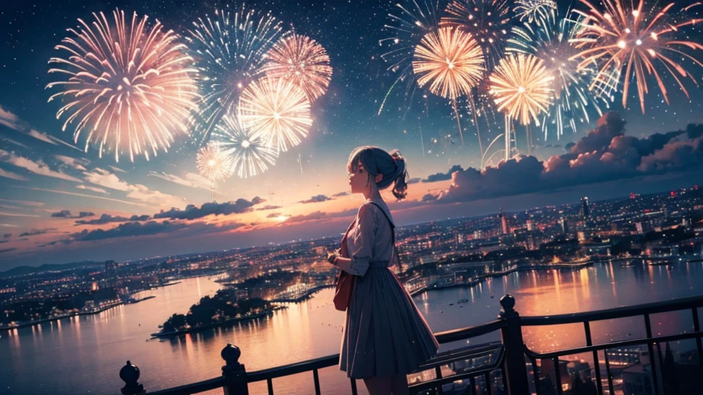 Scenery of fireworks in the sky