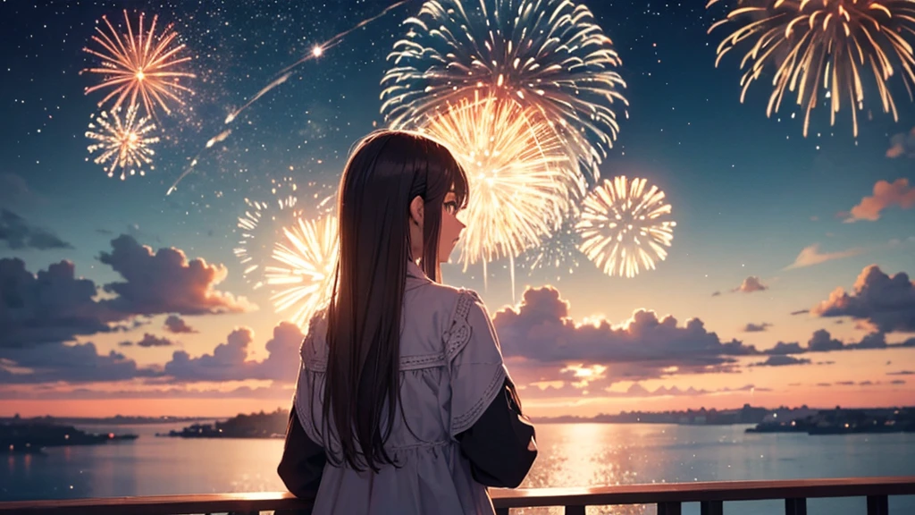 Scenery of fireworks in the sky